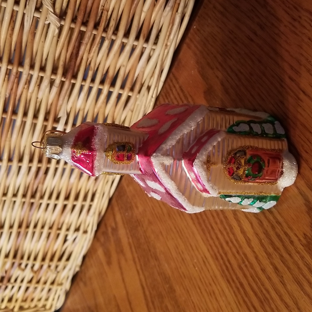 Santa's Best European Style Glass Church Ornament, new with box